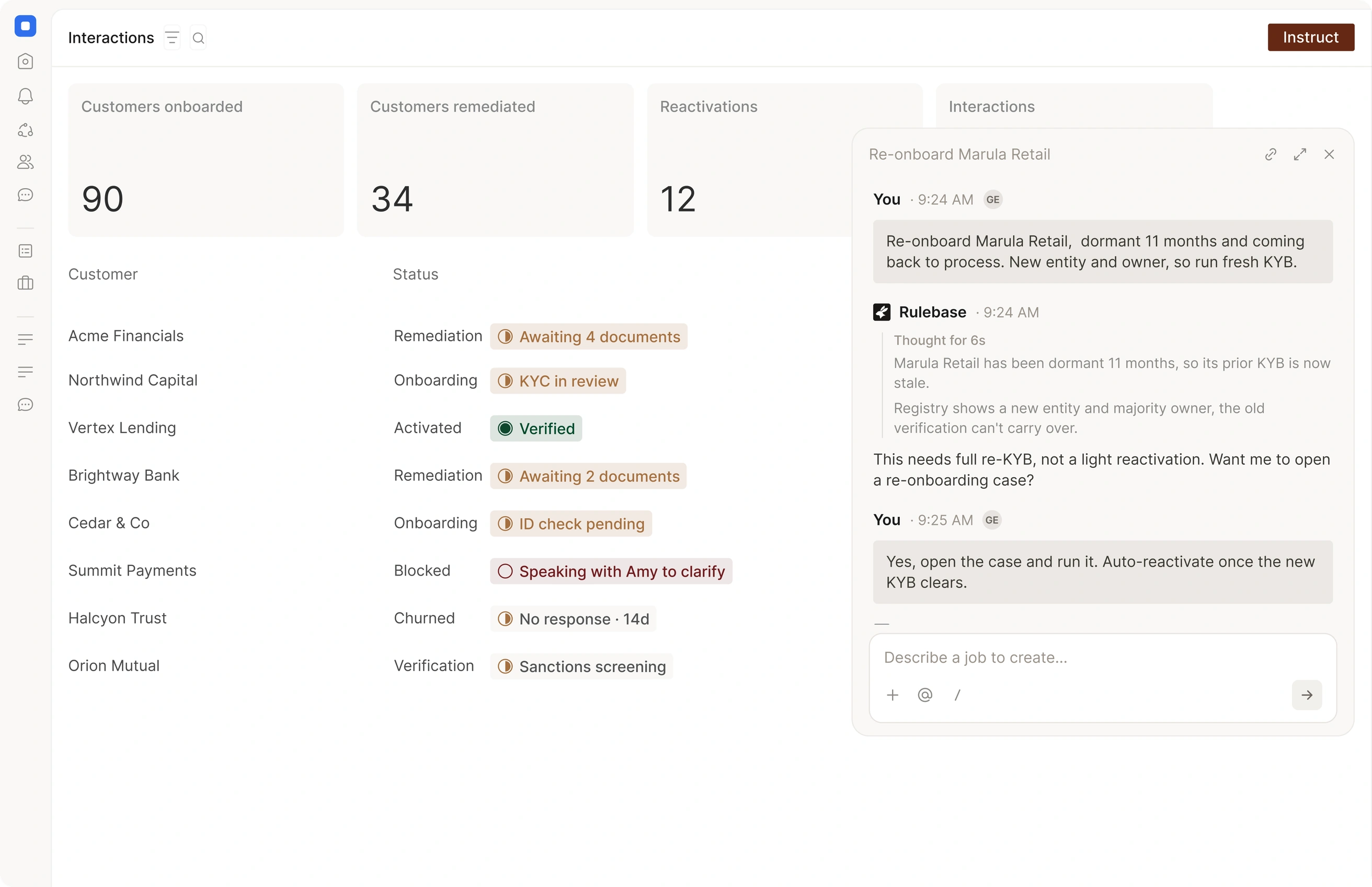 Rulebase dashboard